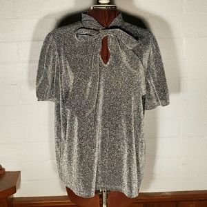 Plus Size Silver metallic holiday blouse 3X